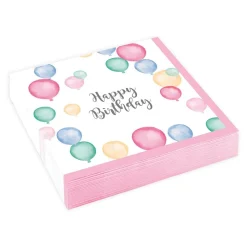 Kaffeservietter Ballonger Happy Birthday Pastell