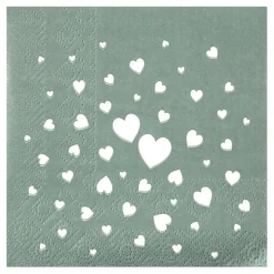 Kaffeservietter Hjerter Dusty Green