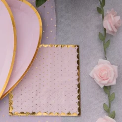 Kaffeservietter Prikkete Rosa/Gull