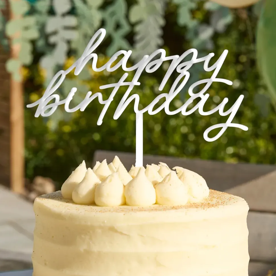 Kakedekorasjoner Happy Birthday Cream Botanic