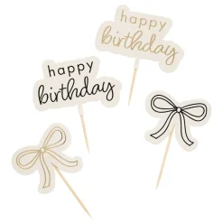 Kakedekorasjoner Happy Birthday kremhvit rosett