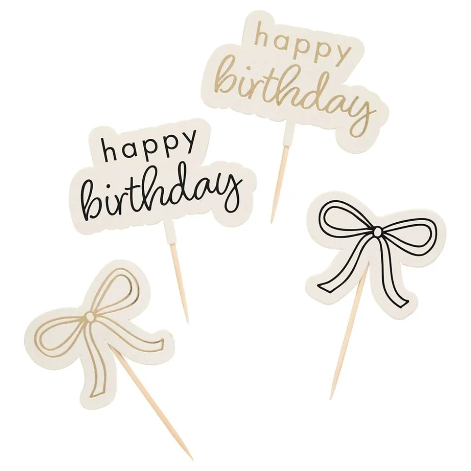 Kakedekorasjoner Happy Birthday kremhvit rosett