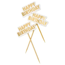 Kakedekorasjon Happy Birthday Gull