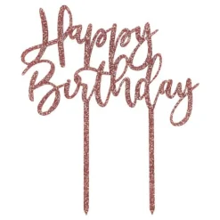 Kakedekorasjon Happy Birthday Roségull i Akryl