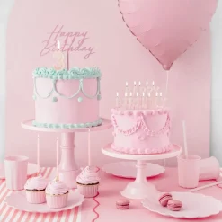 Kakedekorasjon Happy Birthday Lys Rosa