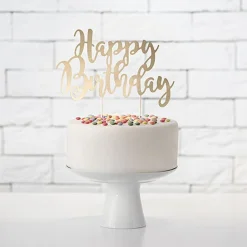 Kakedekorasjon Happy Birthday Gull