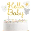 Kakedekorasjon Hello Baby Gull Glitter