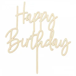 Kakedekorasjon i Tre Happy Birthday