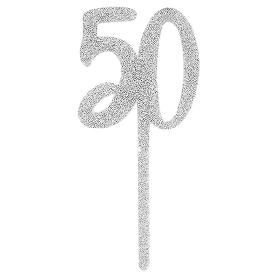 Kakedekorasjon 50 Sølv i Akryl