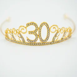 Kakedekorasjon Tiara Tall av Metall Gull