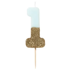 Kakelys Tall Lyseblå/Gullglitter