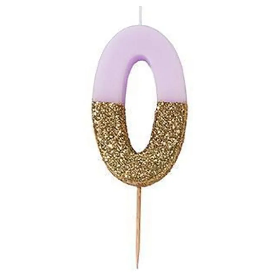 Kakelys Tall Lys Rosa/Gullglitter