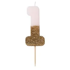 Kakelys Tall Lys Rosa/Gullglitter