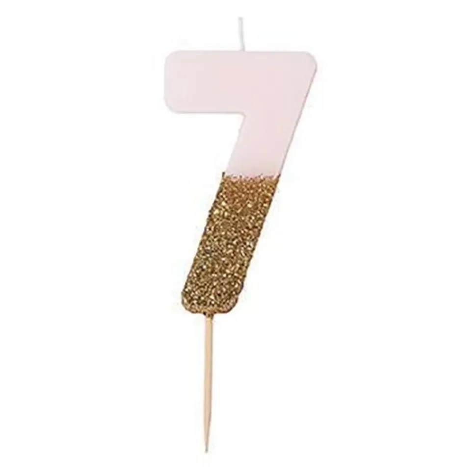 Kakelys Tall Lys Rosa/Gullglitter