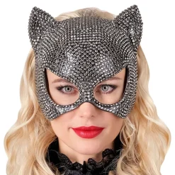 Katt halvmaske med strass