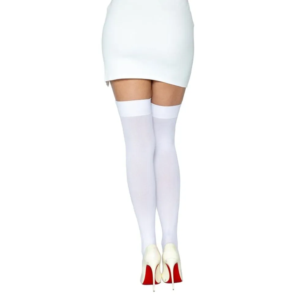 Knestrømper Nylon Hvite Deluxe