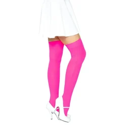 Knestrømper Nylon Neonrosa Deluxe