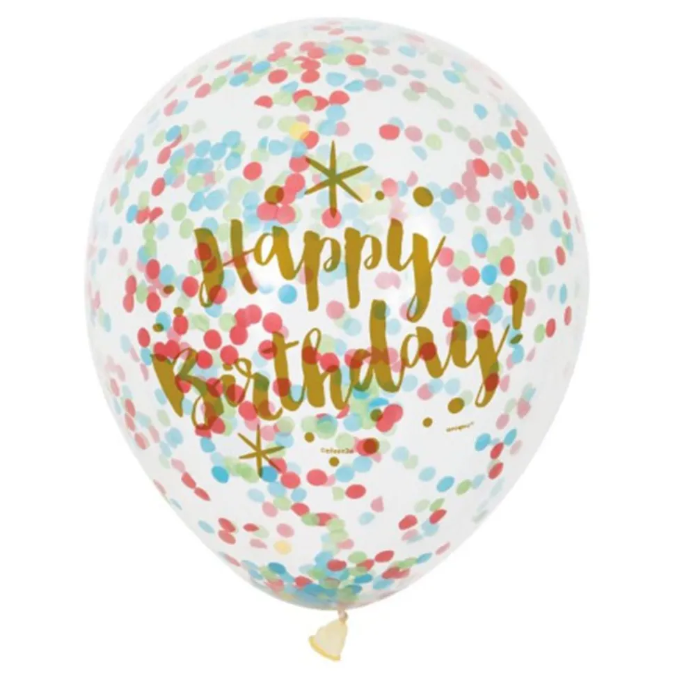 Konfettiballonger Flerfarget Happy Birthday