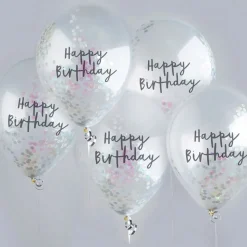 Konfettiballonger Happy Birthday Fargeskimrende