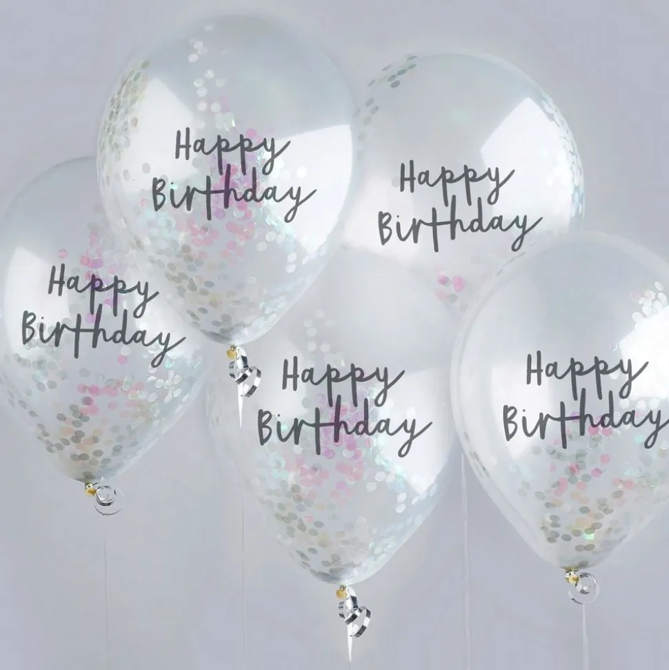 Konfettiballonger Happy Birthday Fargeskimrende