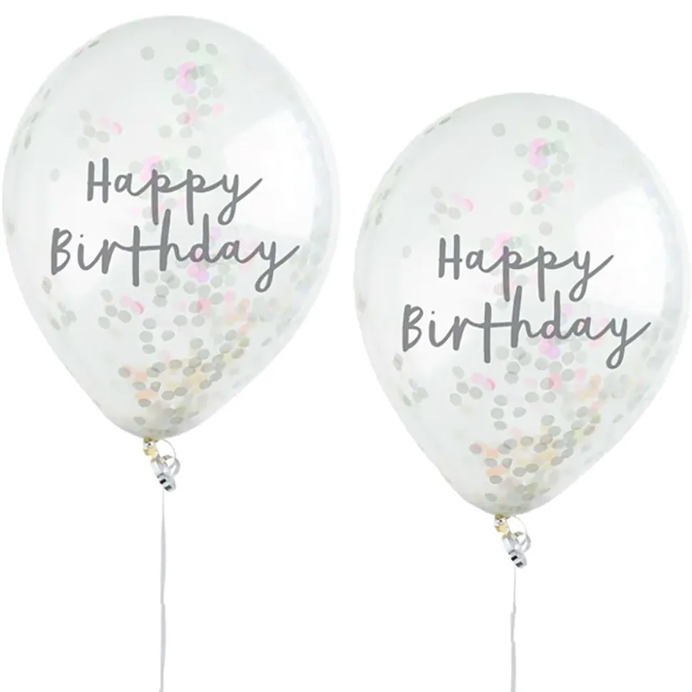 Konfettiballonger Happy Birthday Fargeskimrende