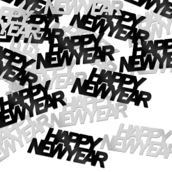 Konfetti Happy New Year Sølv og Svart