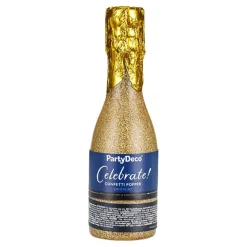 Konfettikanon Champagneflaske Gull