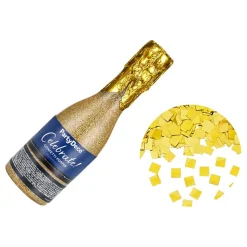 Konfettikanon Champagneflaske Gull
