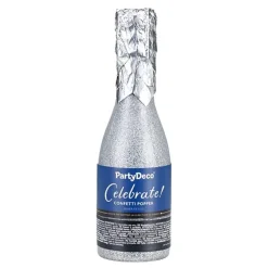 Konfettikanon Champagneflaske Sølv