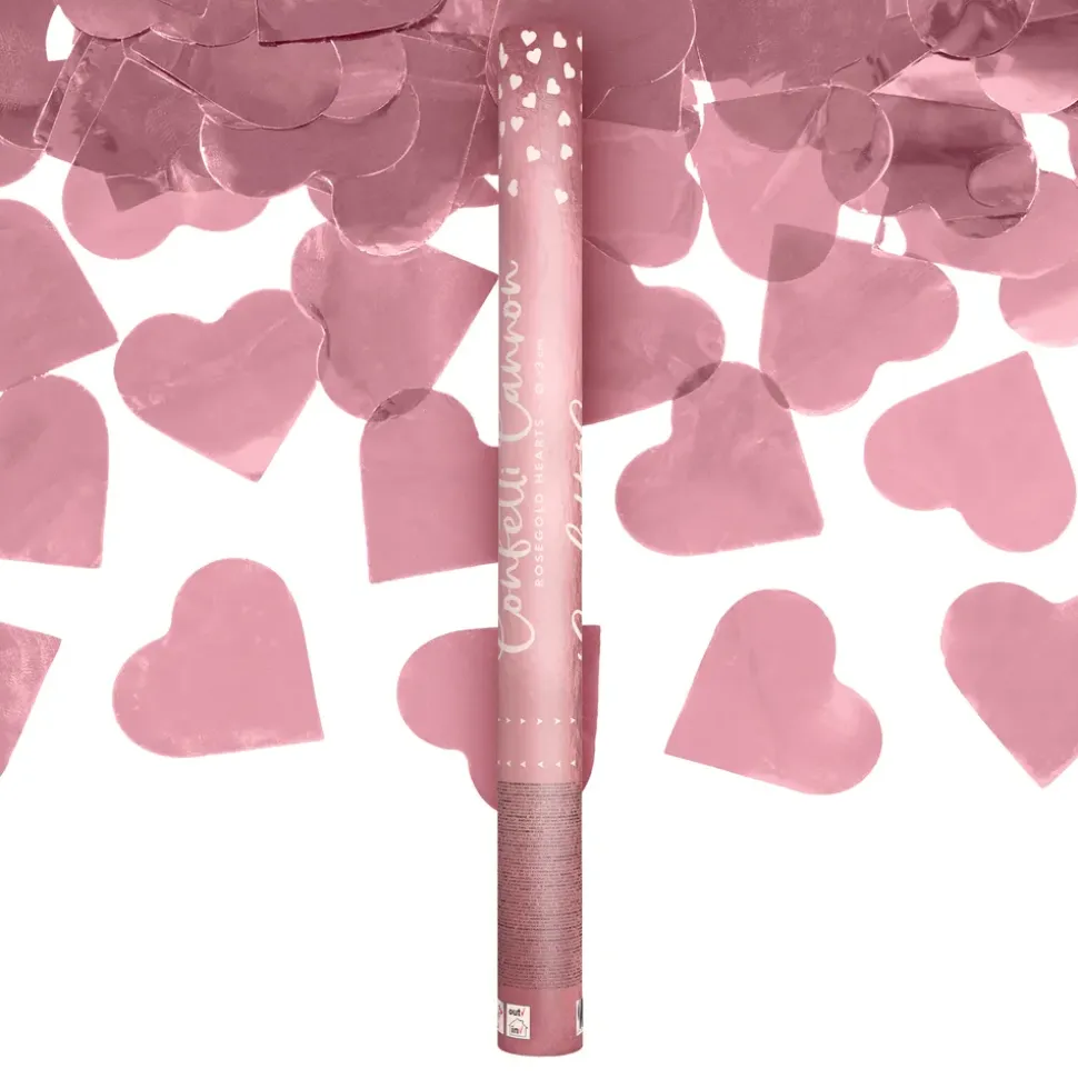 Konfettikanon Hjerter Roségull