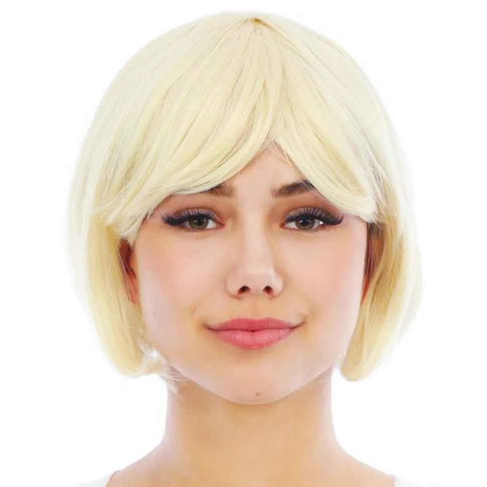 Kort Blond Parykk med Avtagbare Hestehaler