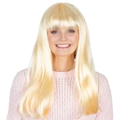 Lang Blond Parykk med Lugg