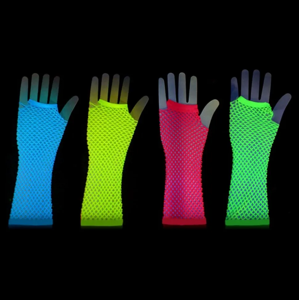 Lange UV Neon Nettinghansker