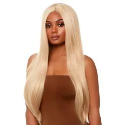 Lang Slett Blond Deluxe Parykk