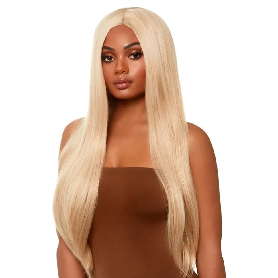 Lang Slett Blond Deluxe Parykk