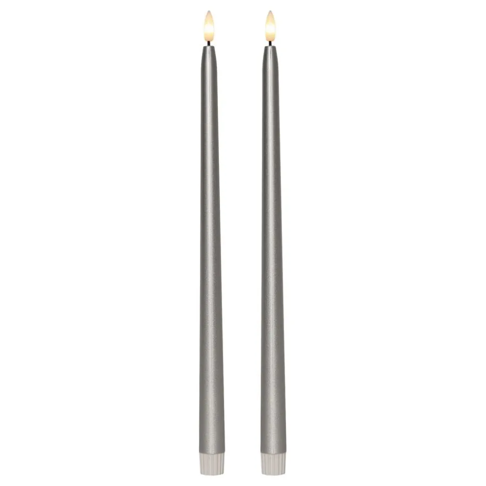 LED Antikklys Lenge Metallic Sølv