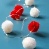 LED Girlander Pompoms Rød/Hvit