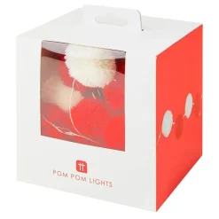 LED Girlander Pompoms Rød/Hvit
