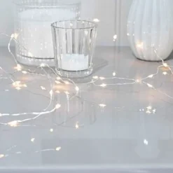 LED-Slynge Stjerner Sølv/Hvit