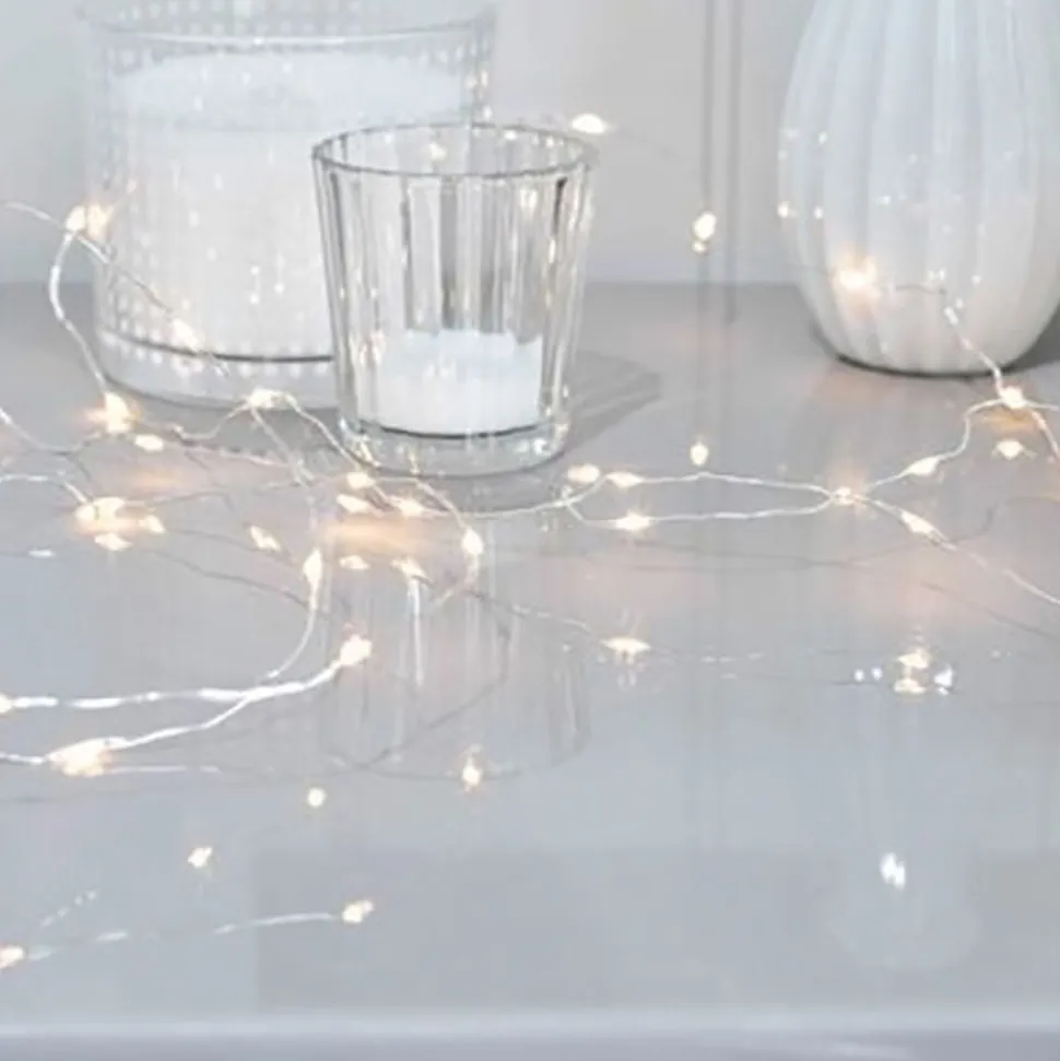 LED-Slynge Stjerner Sølv/Hvit