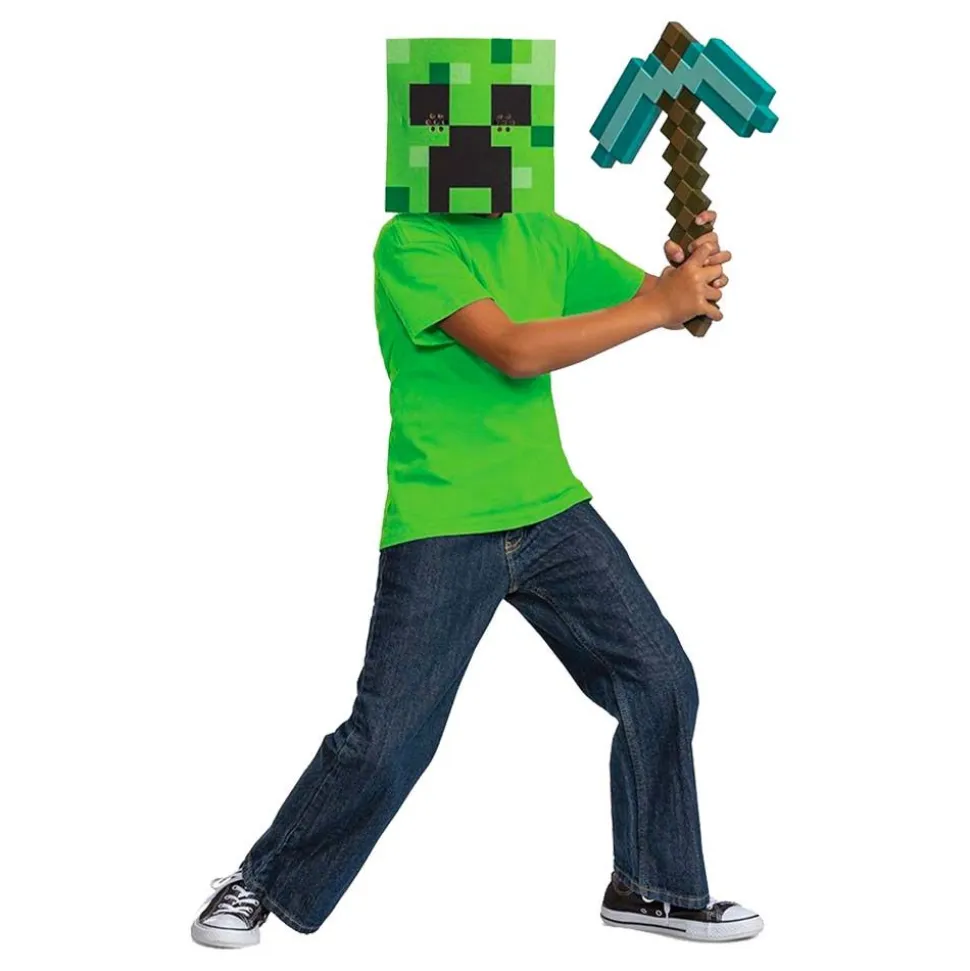 Minecraft Creeper Maske og Hakke for Barn