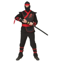 Ninja Svart/Rød Kostyme