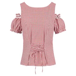 Oktoberfest-bluse hvit/rød rutete