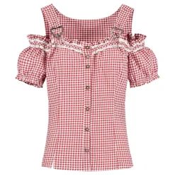 Oktoberfest-bluse hvit/rød rutete
