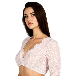 Oktoberfest-bluse i hvit blonde