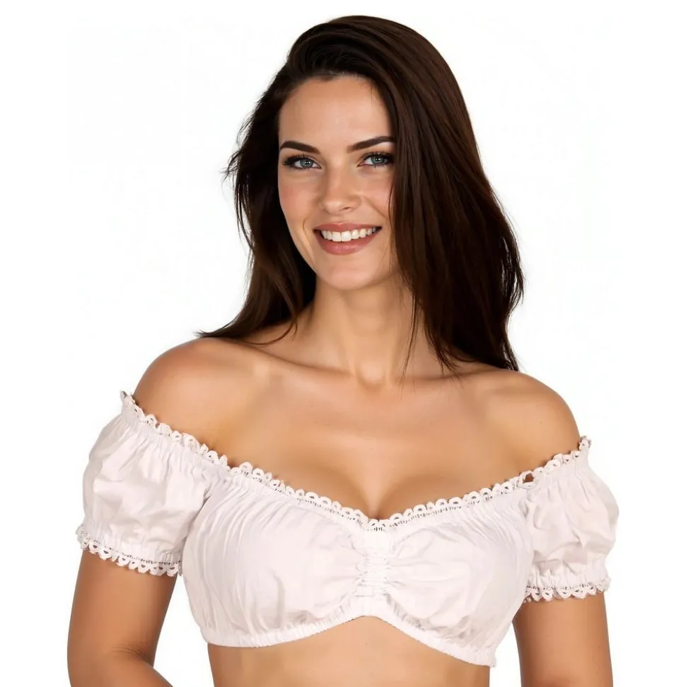 Oktoberfest Dirndl Bluse Hvit