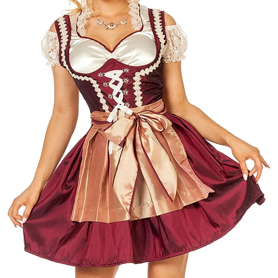 Oktoberfest Dirndl Vinrød Kostyme
