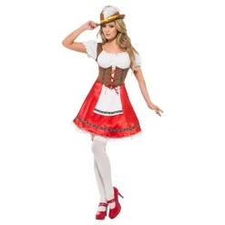 Oktoberfest Kjole Hvit/Rød Kostyme