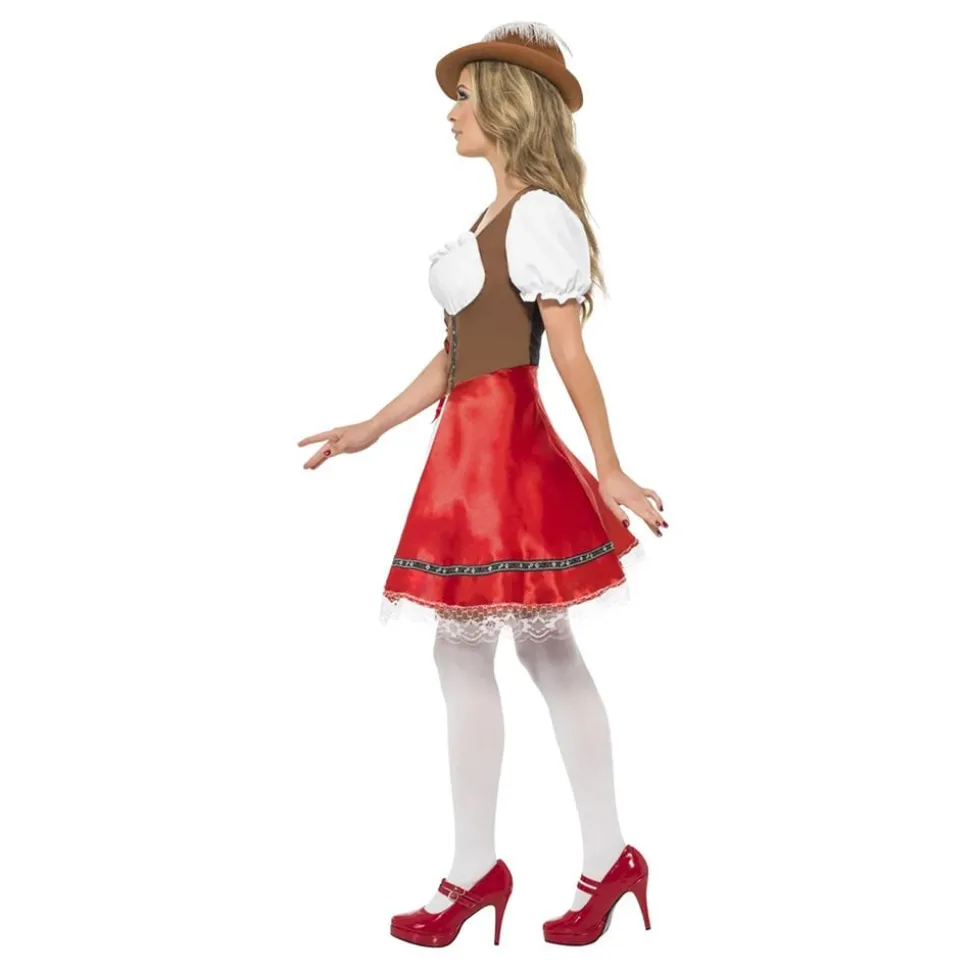 Oktoberfest Kjole Hvit/Rød Kostyme