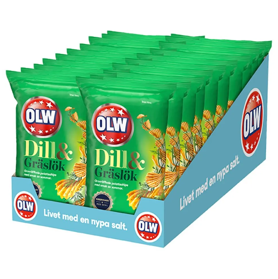 OLW Dill & Gressløk Chips Storpakning